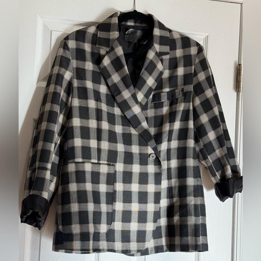 Black and white check, ladies blazer, boyfriend jacket